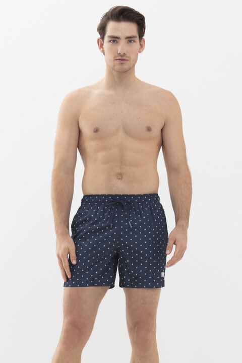 Swim shorts Yacht Blue Serie Dots Front View | mey®