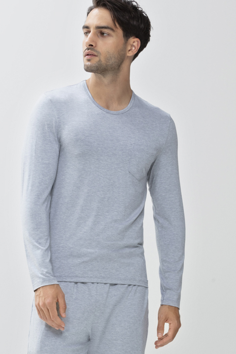Shirt langarm Light Grey Melange Serie Jefferson Modal Frontansicht | mey®