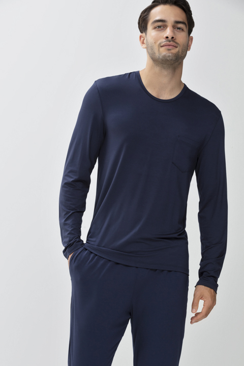 Long-sleeved shirt Yacht Blue Serie Jefferson Modal Front View | mey®