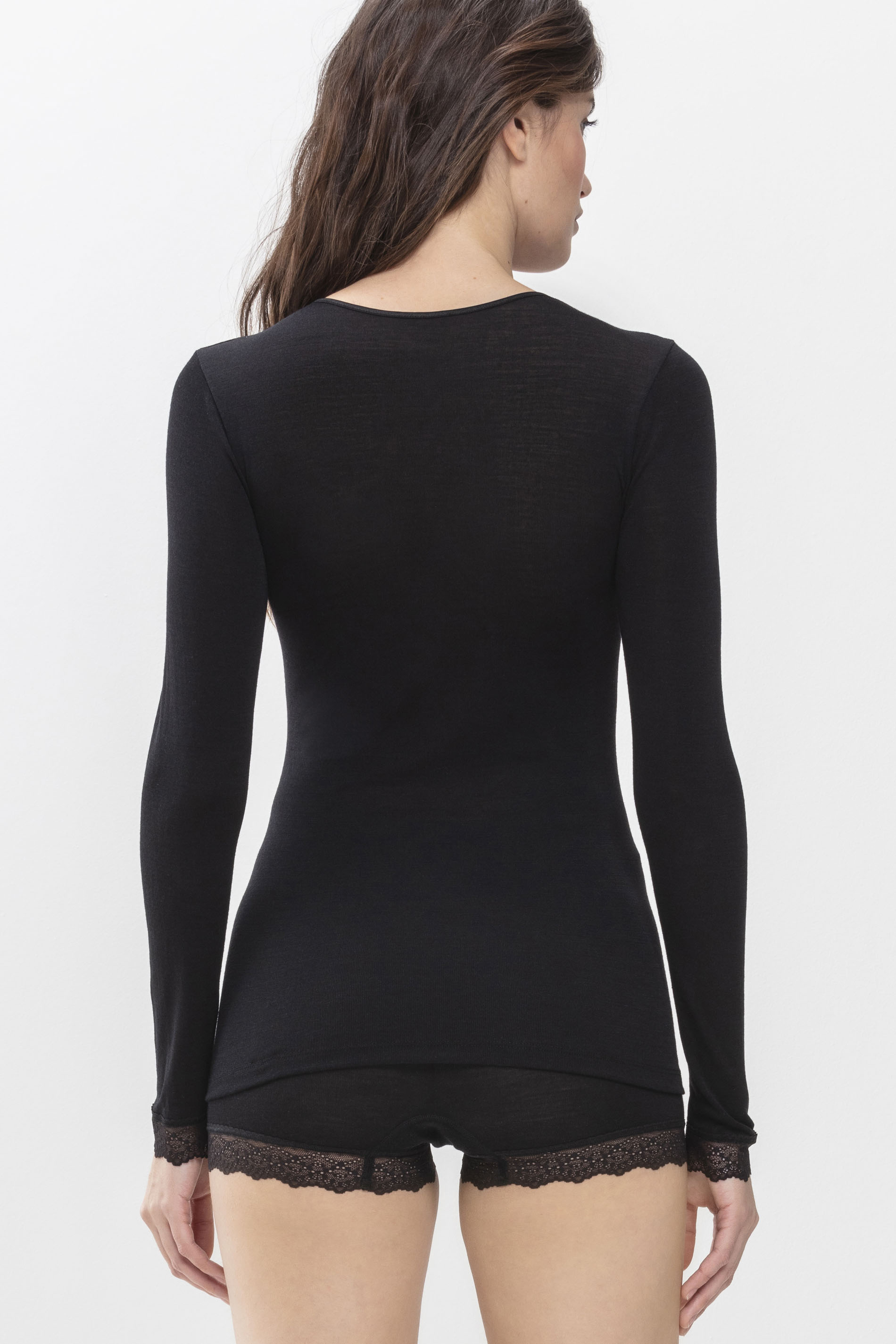 Shirt Black Serie Silk Touch Wool Rear View | mey®