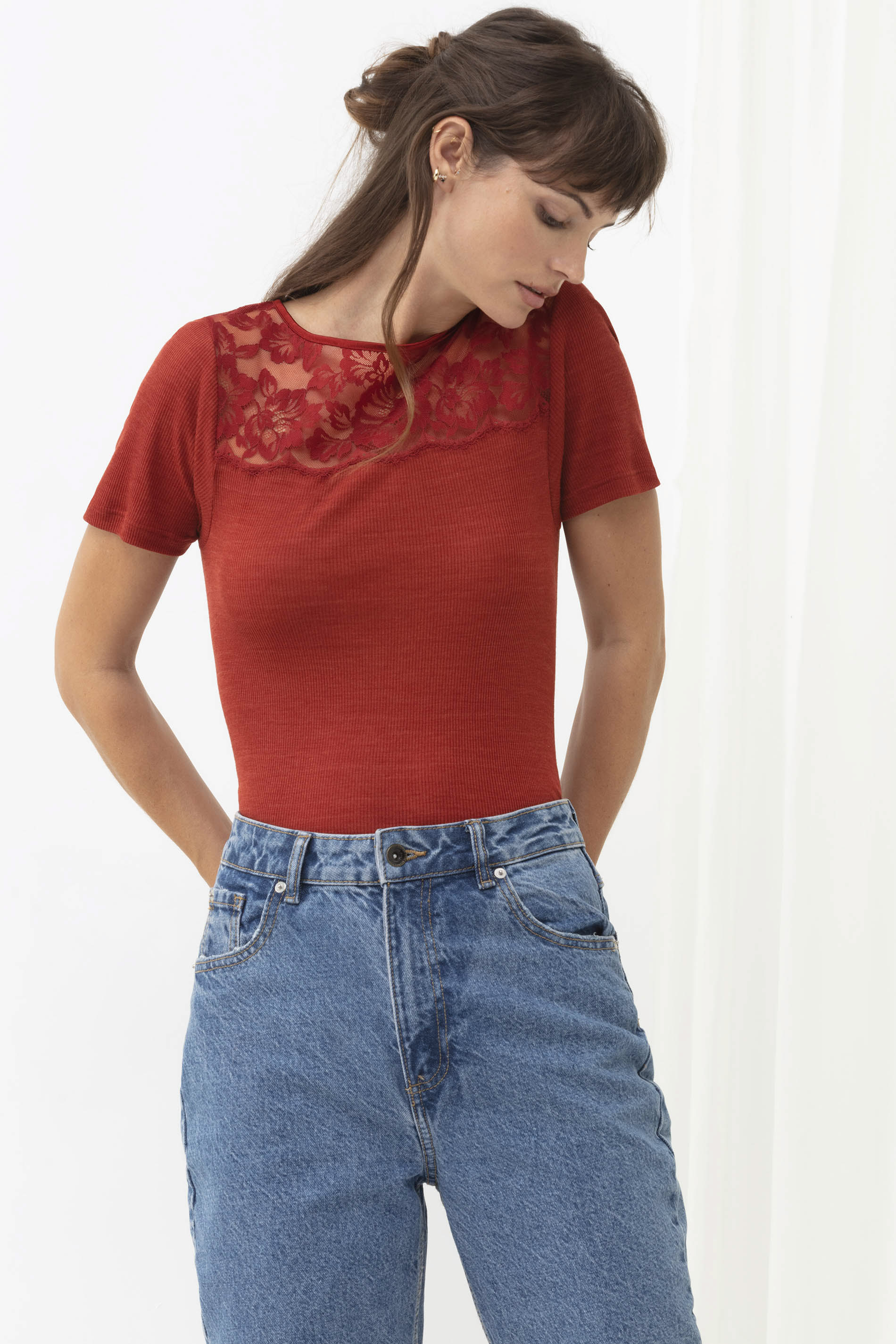 Short-sleeved shirt Red Pepper Serie Amazing Silk Rib Festlegen | mey®