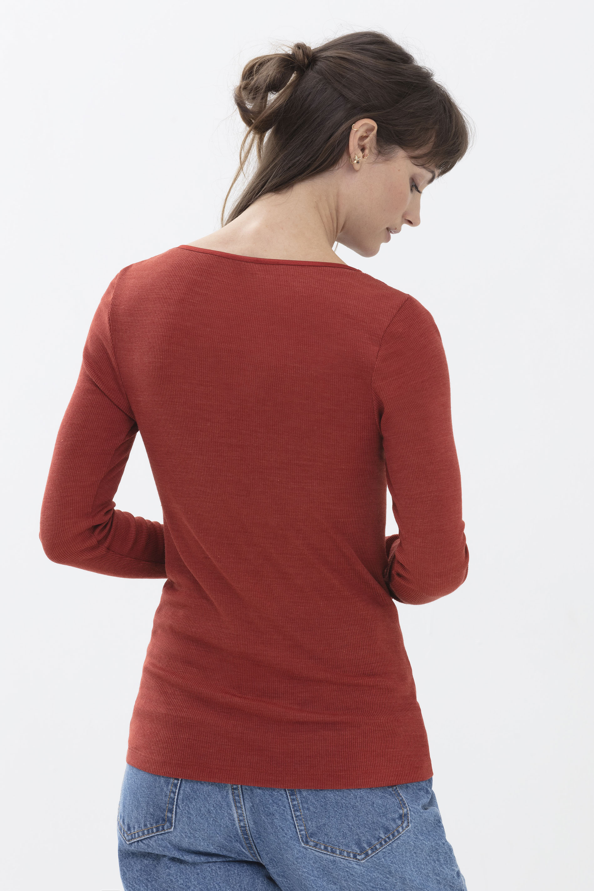 Long-sleeved shirt Red Pepper Serie Amazing Silk Rib Rear View | mey®