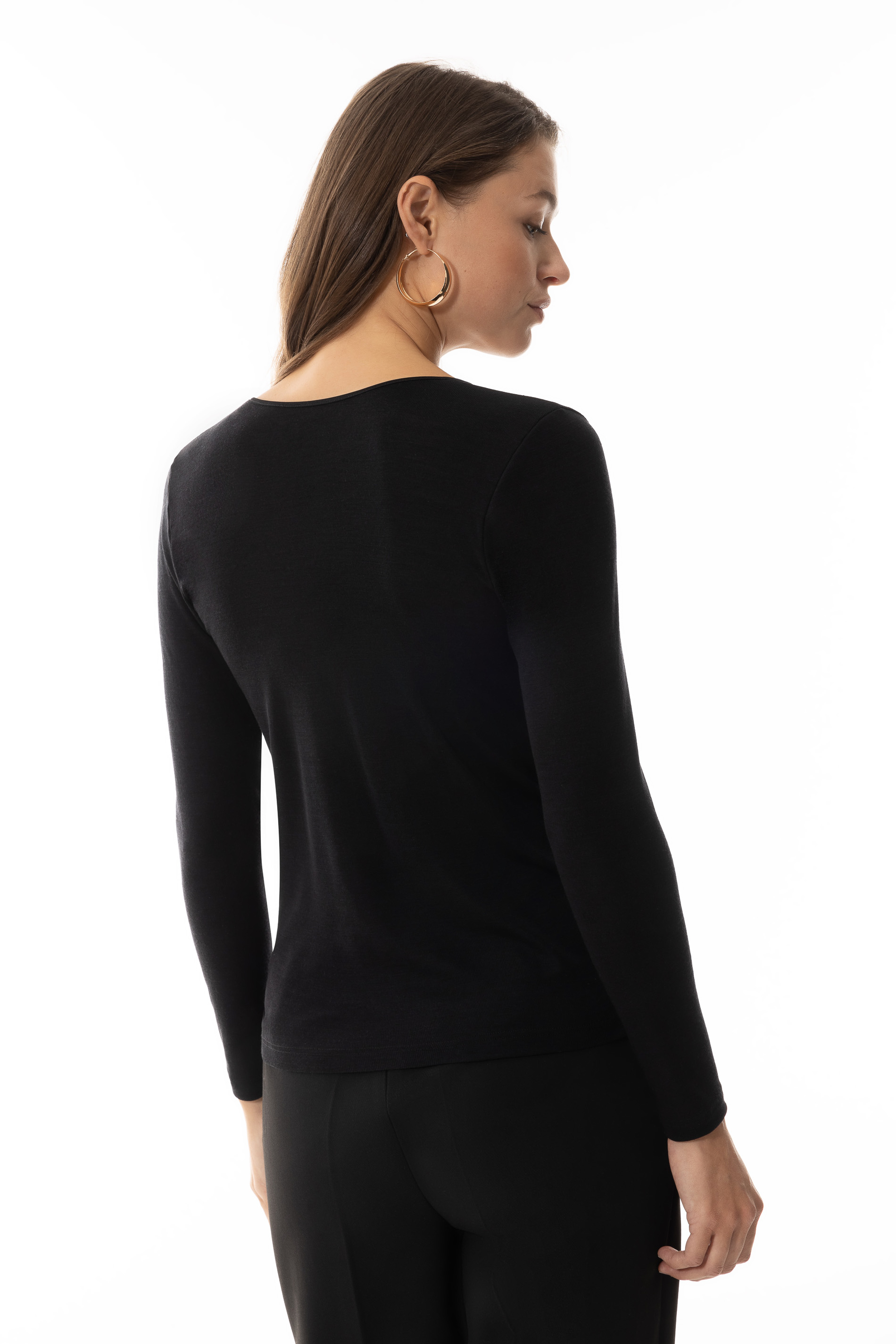 Shirt langarm Schwarz Serie Exquisite Rückansicht | mey®