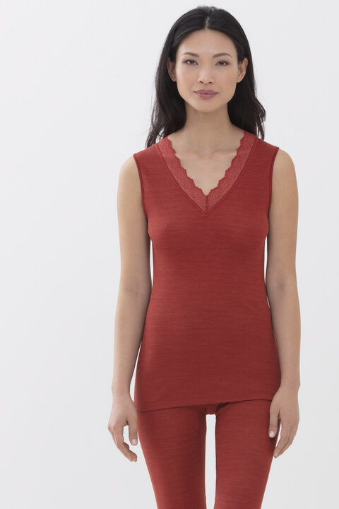 Top Red Pepper Silk Rib Wool Front View | mey®