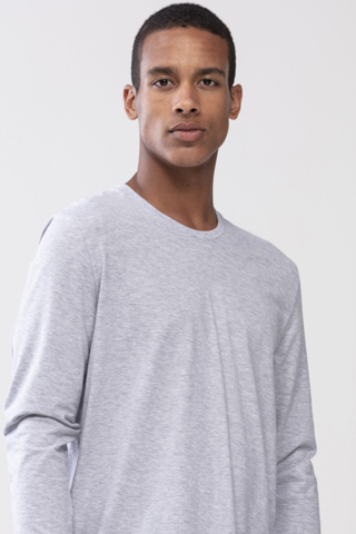 Shirt langarm Light Grey Melange Serie Sanchez Frontansicht | mey®