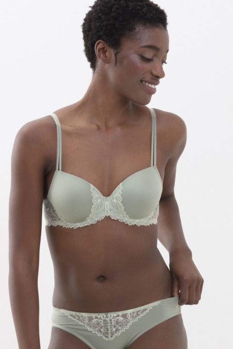 Bi-stretch bra | Full Cup Sage Green Serie Luxurious Front View | mey®