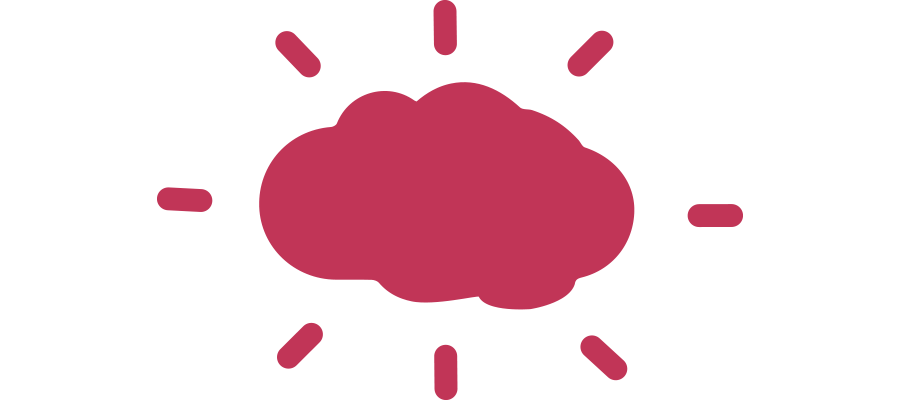 Icon für Gedächtnisprobleme, rote Wolke mit Strahlen nach außen | mey®