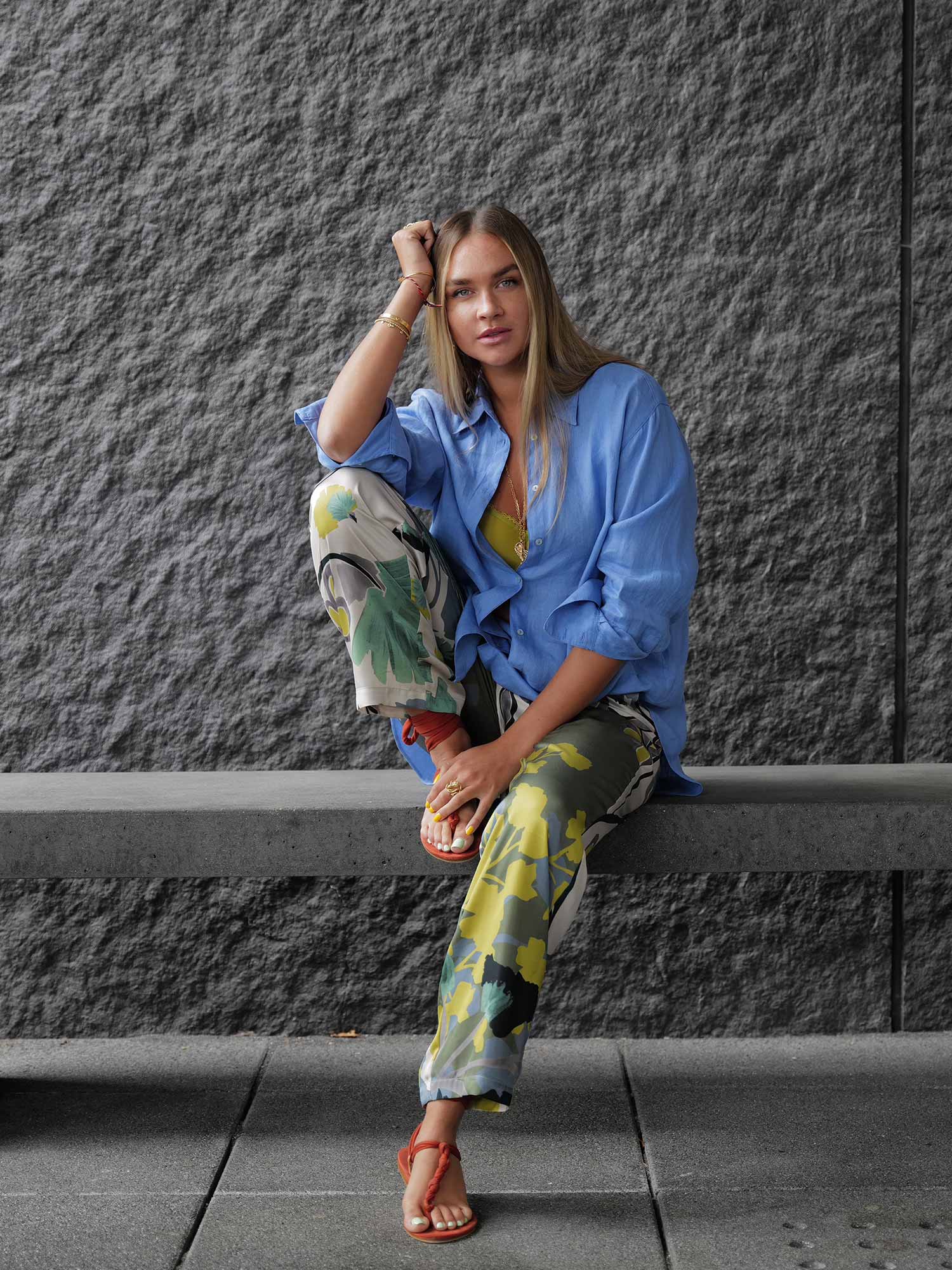 Loungewear pants combined with linen shirt from @ninausess | mey®