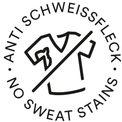 Icon icon for anti-sweat-patch function: crossed-out T-shirt with sweat patch | mey®