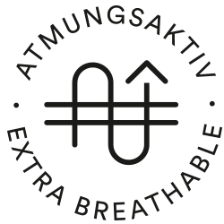 symbool voor ademend vermogen: een golvende pijl doorstreept door twee horizontale lijnen |mey®
