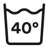 Waschsymbol, Fein-/Buntwäsche waschbar bis 40° Celsius