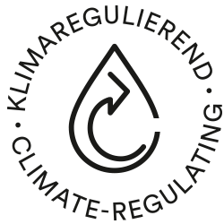 Icon für Klimaregulation (klimaregulierend) mit Wassertropfen und innen gebogenem Pfeil | mey®