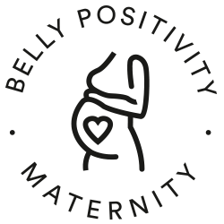Icon for belly positivity, pregnant woman with heart on belly | mey®