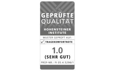 Symbool: certificeringslabel voor draagcomfort van het Hohenstein Institute | mey®