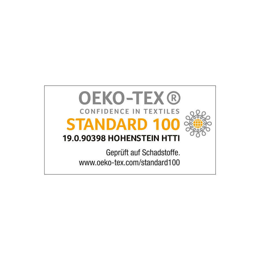 Certification seal for the STANDARD 100 by OEKO-TEX® for all materials | mey®