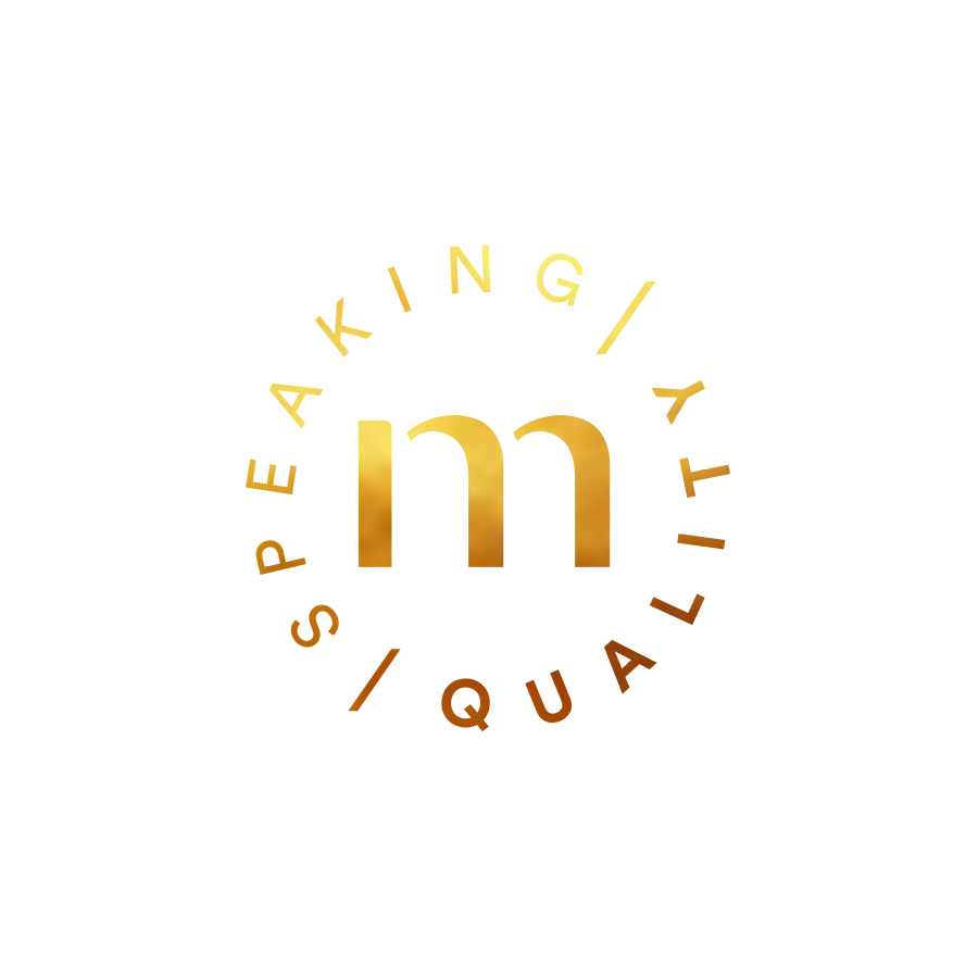 Goldenes Icon Speaking Quality mit dem mey „m“ in der Mitte für die hochwertigsten Serien | mey®