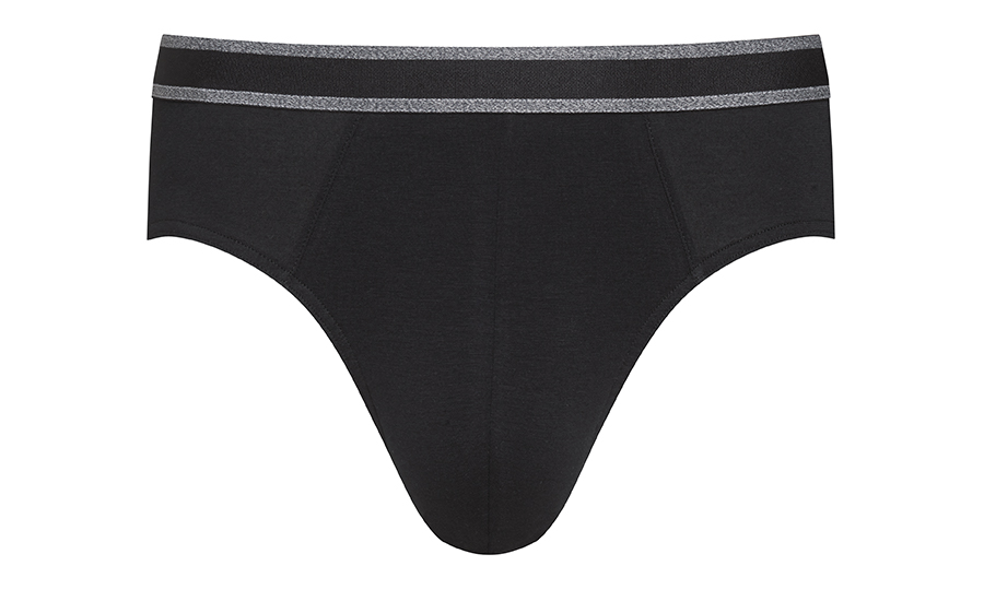 Mini briefs in black from the RE:THINK series with a grey striped waistband |  mey®