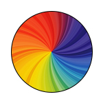serie RE:THINK, ronde cirkel met draaikolk in regenboogkleuren | mey® 