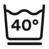 Waschsymbol, Fein-/Buntwäsche waschbar bis 40° Celsius im Schonwaschgang